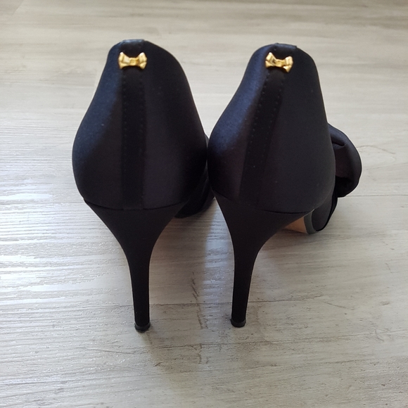 Ted Baker Knotted Bow Satin Heels Black Size 8 - Picture 5 of 6